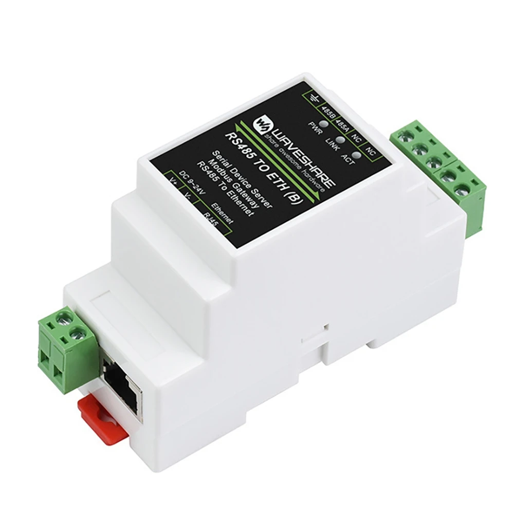 BFYLW Waveshare RS485 Serial Port Server RS485 to RJ45 Ethernet TCP/IP to Serial Port Module Rail Type Serial Port Server
