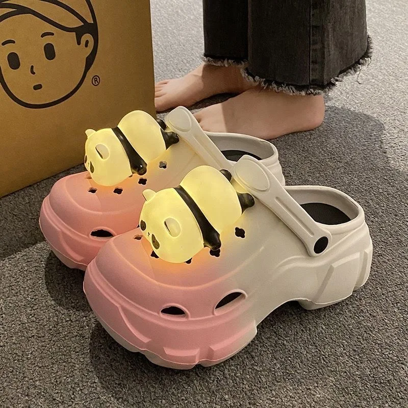 

Женские летние туфли на танкетке, новые модные женские тапочки на платформе, шлепанцы высокого качества, оригинальная обувь для женщин, панда