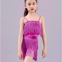 Trajes de baile para niñas, borla de lentejuelas, vestido de baile latino Cha, falda de Tango para niños, ropa de Carnaval, Ropa de baile, vestido de Salsa latina