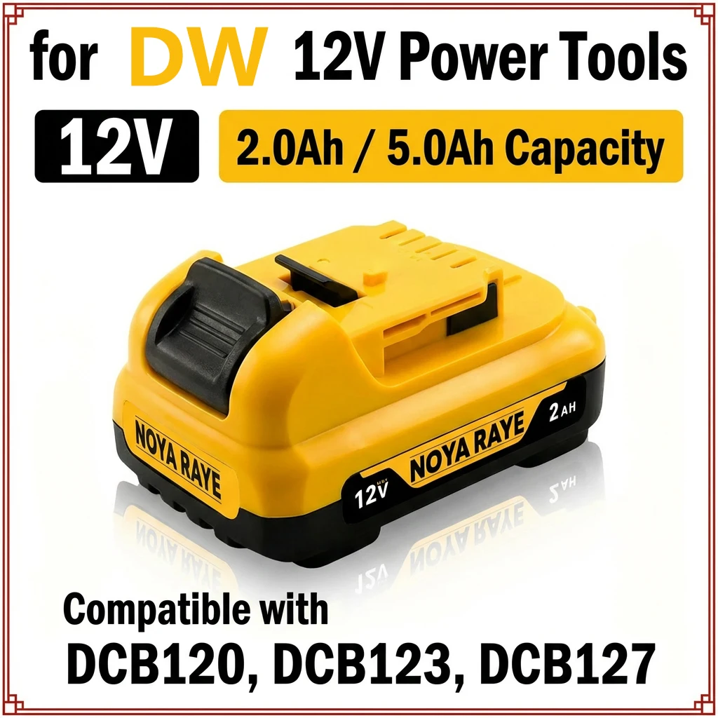 12V 5Ah DCB120 Rechargeable Lithium Battery Pack Fit for DCB122 DCB123 DCB124 DCB125 DCB100 DCD710 Cordless Handheld Power Tools