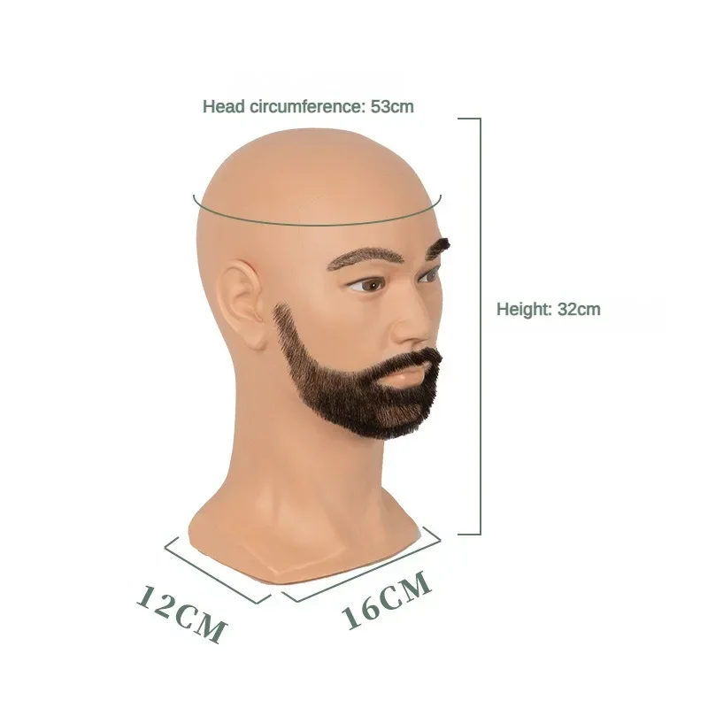 男性用のリアルなマネキン人形,あごひげ付きの頭のマネキン,かつらと帽子のディスプレイ