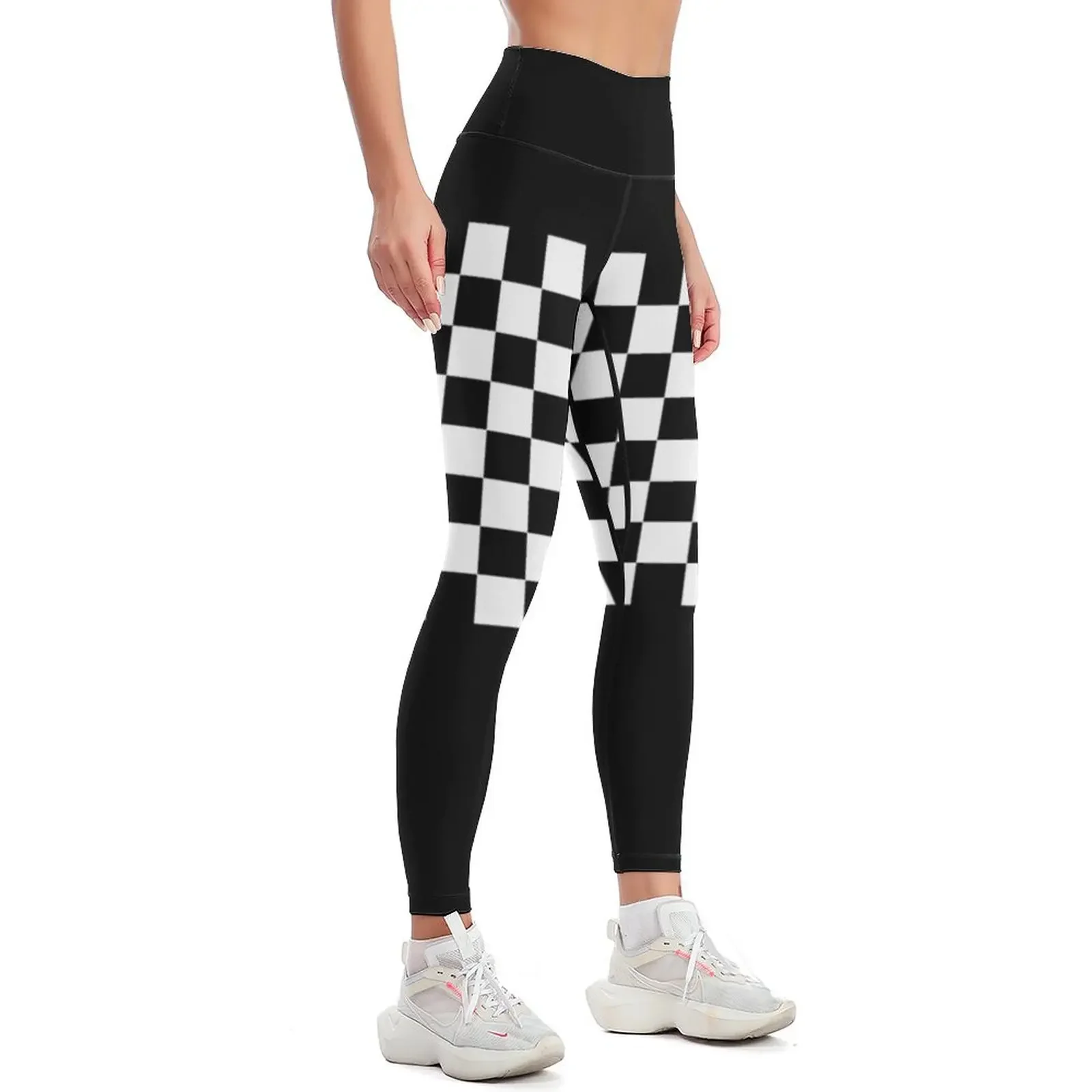 Black & White Checkered Ska Leggings push up tights for gym sportswear woman Jogger pants Women's high waist Womens Leggings