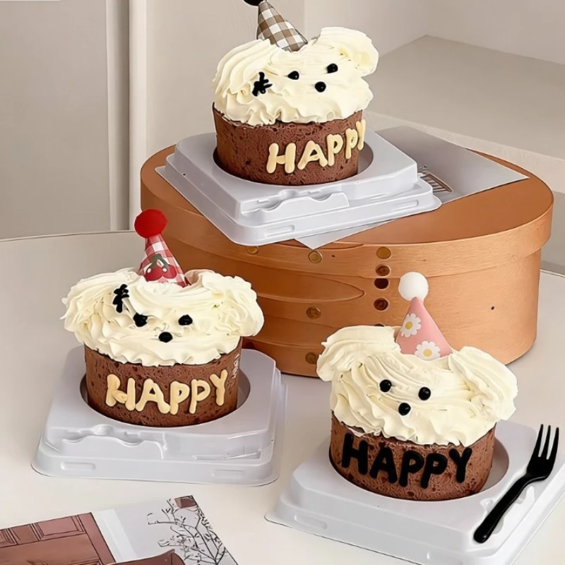 Mousse Cake Packaging Box Made of PET Material Dessert Inner Circle Inner Square Pastry Transparent Dessert Transparent Boxes