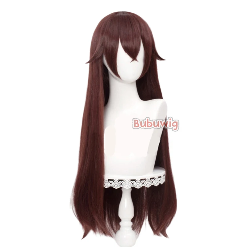 Bubuwig-Peluca de cabello sintético Genshin Impact para mujer, peluca de Cosplay ámbar de 80cm de largo, liso, marrón, para fiesta, Lolita, resistente al calor