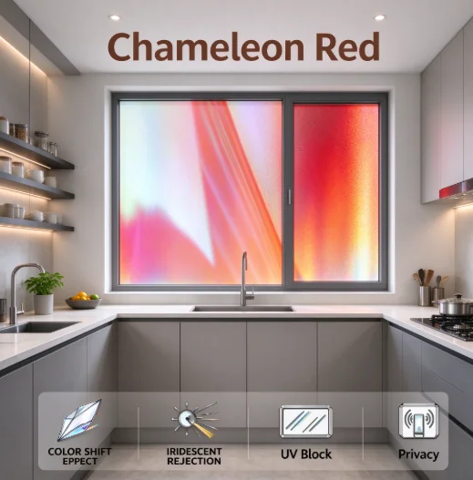 Chameleon Red PET One Way Vision Window Film Roll Privacy Glass Tint Heat Insulation Anti UV DIY Install For Home Office Car Gla