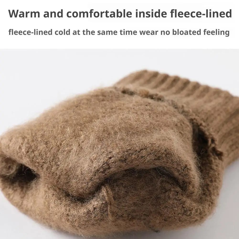 2025 NEW Warmkeep Cotton Gloves Winter Thick Fleece Gloves Can Use Phone Coldproof Warm Wool Knitted Gloves