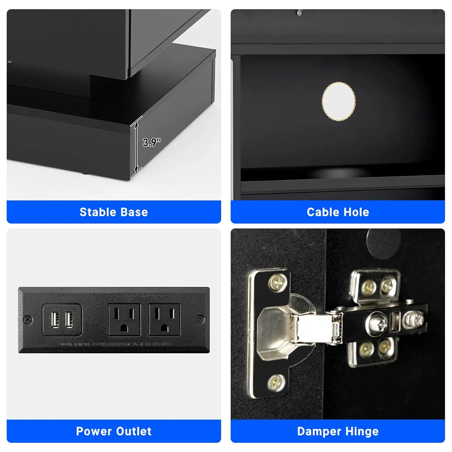 71IN LED TV Stands w/40 inch Fireplace Power Outlet for 85/80/75 Inch TVs,High Glossy Modern TV Media Console Gaming, view 5