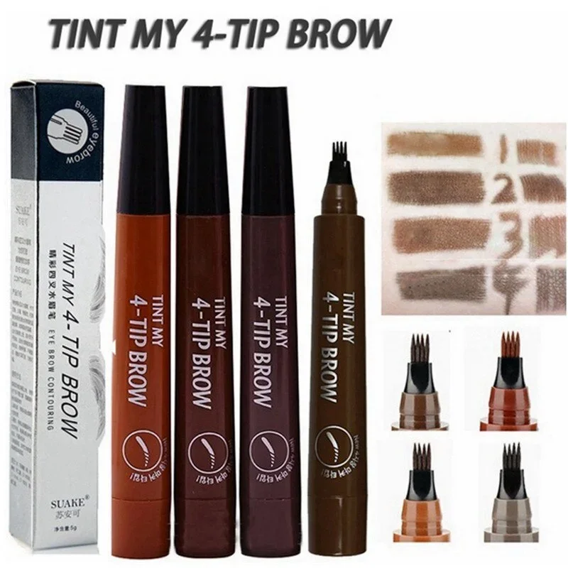 4 pontos sobrancelhas caneta sobrancelha tatuagem caneta à prova dwaterproof água líquido preguiçoso 4d olho sobrancelha lápis delineador líquido sobrancelha lápis maquiagem