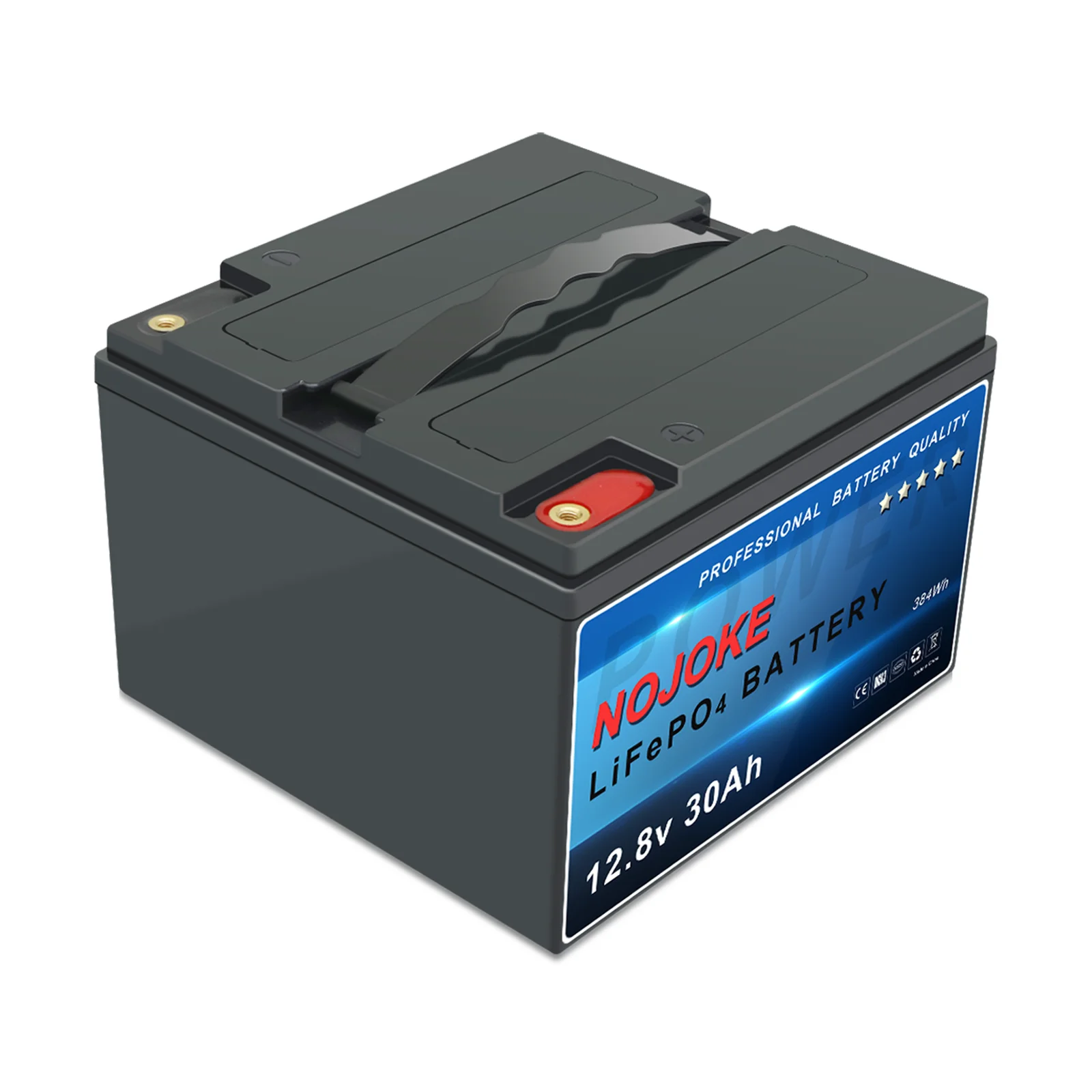 12V 30Ah LiFePO4 Battery,5000+ Cycles Rechargeable Battery,Built-in BMS,Perfect for Home Alarm, UPS, Emergency Lighting