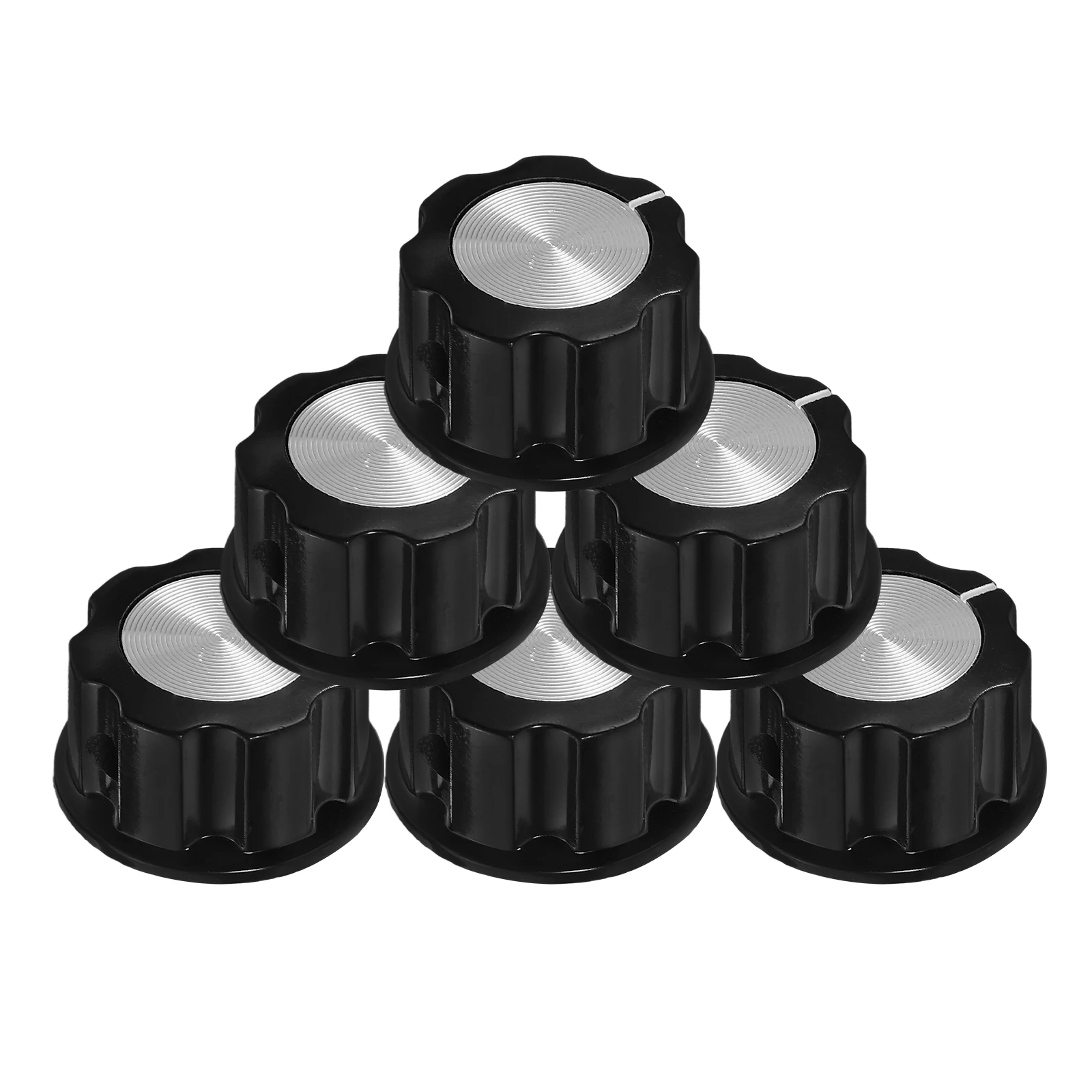 

6 Pcs Knob Cap 6mm Shaft 28mm Diameter 15mm Height Electric Guitar Volume Control Radio Audio Tuner Amplifier Bass Potentiometer