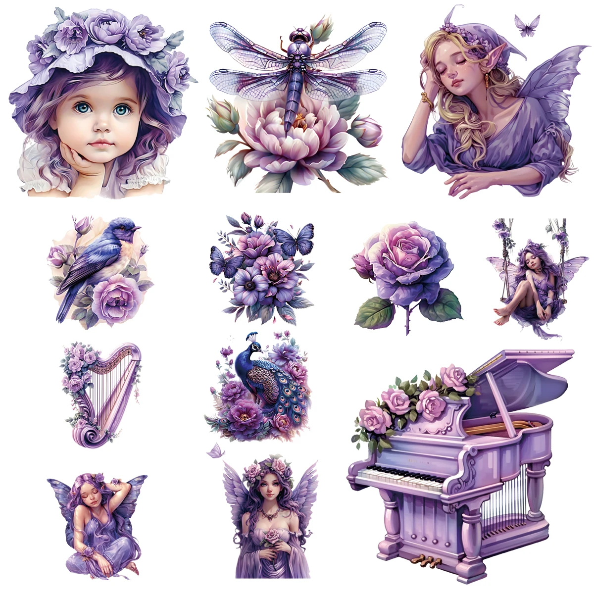 1 Set of Rose Fairy Series Stickers Fairy Book Stickers Decoration DIY Diary Album Greeting Cards Creative Decoration Stickers