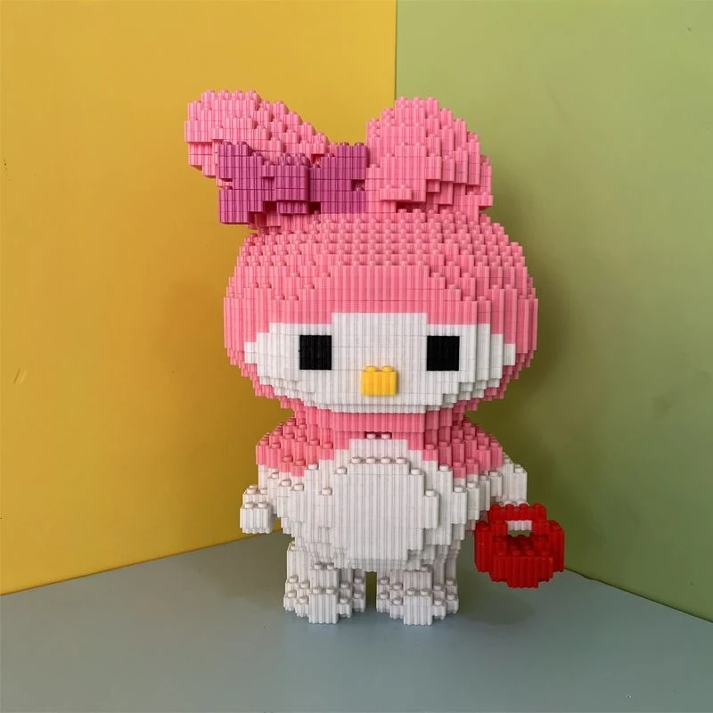 Hello Kitty Kuromi My Melody Sanrio Anime Peripheral Cartoon Kawaii Cute Building Blocks Assembled Toys Creative Decoration Gift