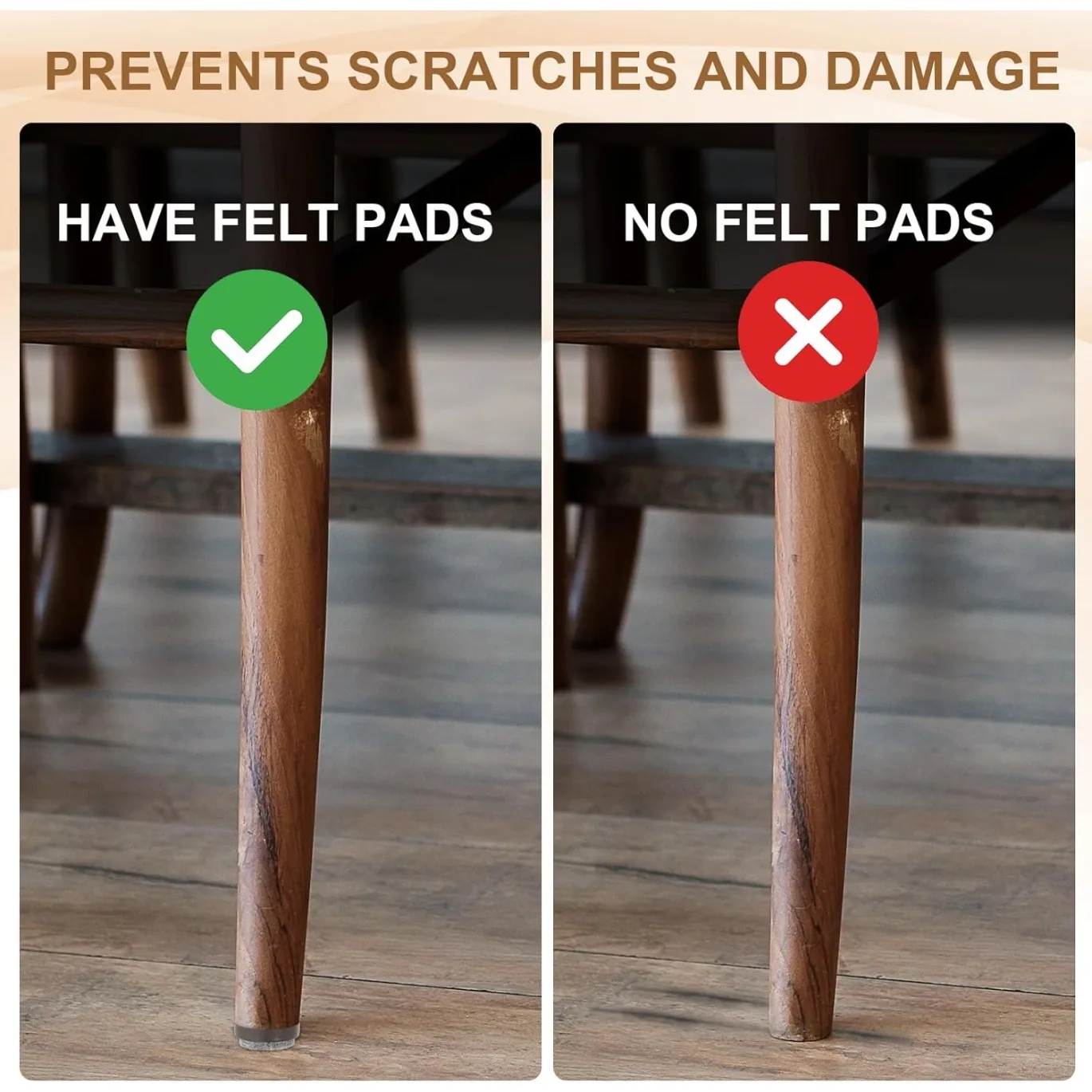 Nail-on Felt Pads, 30 Pcs Round Felt Furniture Sliders Pads Heavy Duty Floor Protectors for Wooden Chair Sofa Table Leg Feet