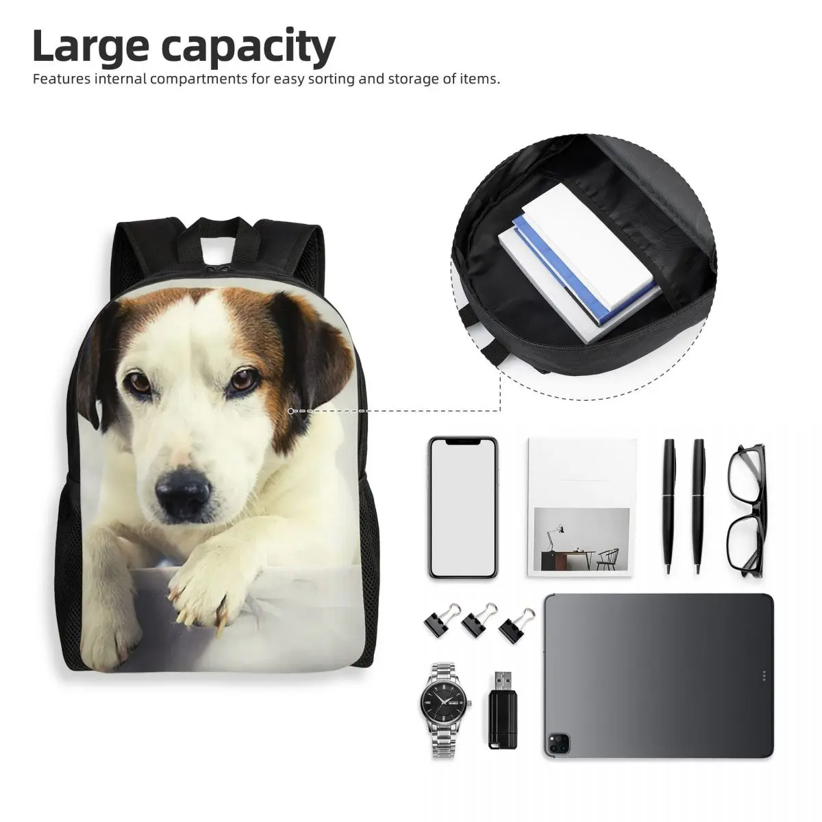 Dog Jack Russell Terrier Photo Backpack Student Boys Girls BookBag School Bag Computer Shoulder Bags