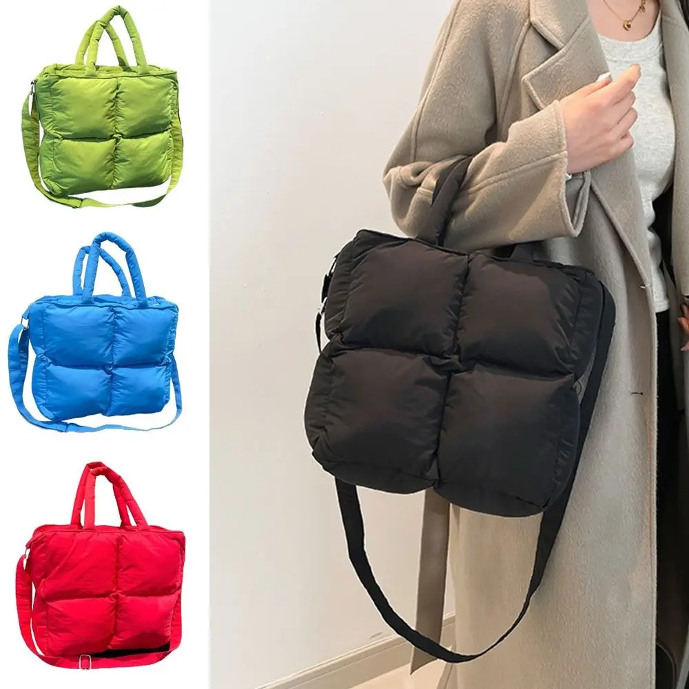 

Satchel Purse Large Capacity Puffer Tote Bag for Women Soft INS Puffy Shoulder Bag Fashion Solid Color Padded Handbag Travel