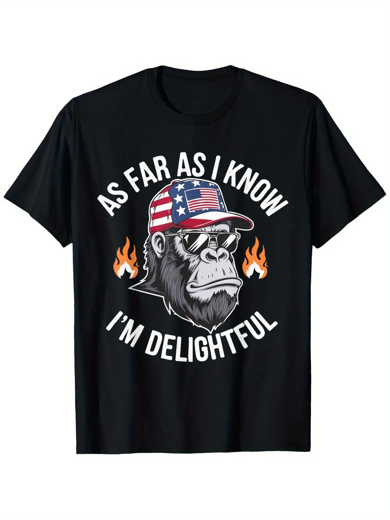 T-shirt avec citation amusante « As far as I know I'm Delightful with a Monkey », haut en coton à la mode à manches courtes, T-shirt court style streetwear