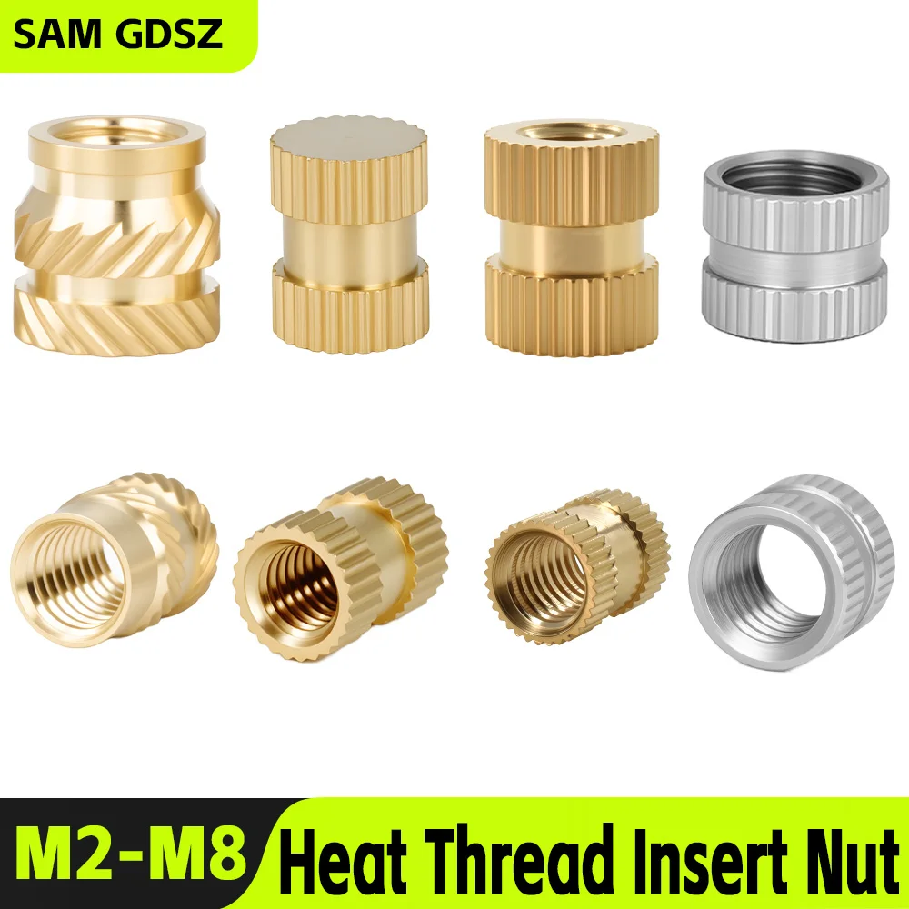 M2 M2.5 M3 M4 M5 M6 M8 Brass Heat Insert Nut Hot Melt Knurled Threaded Inserts 304 Stainless Steel Thermal 3d Printer DIY Nuts
