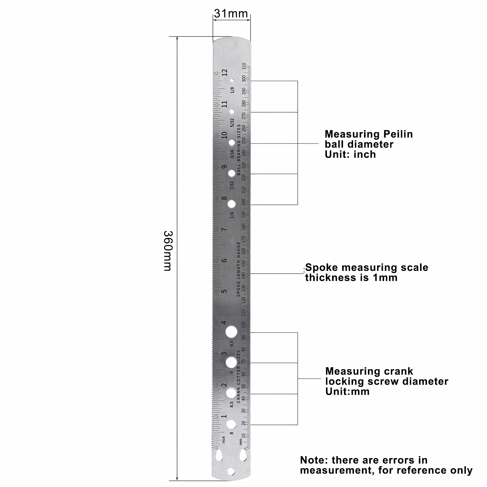 Crank Cotter Pin Ball Bearing Ruler Double Sided Printing And Practical Etching Process Ball Bearing Ruler Crank