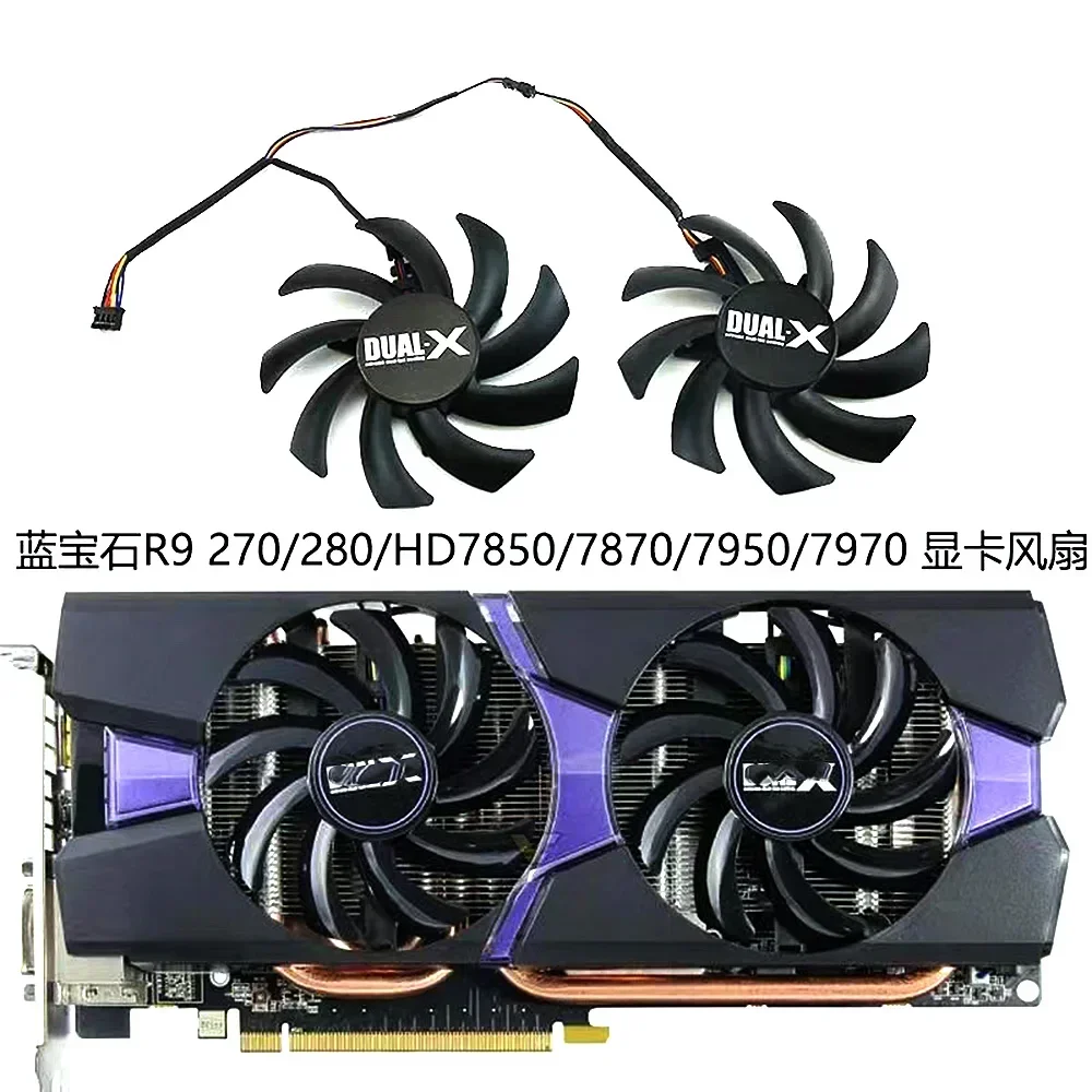 2pcs FDC10H12S9-C 85MM 4PIN Cooling Fan For Sapphire HD6850 HD6970 HD7870 2G HD7950 HD7970 XFX R9 270X 280X Graphics Fan