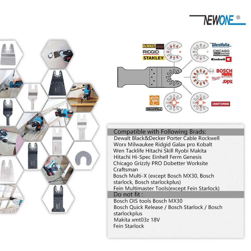 NEWONE 1pc quck-release Carbide oscylator brzeszczoty do pił multi-tool Power Renovator Trimmer brzeszczoty do pił do kąpieli ogonowej