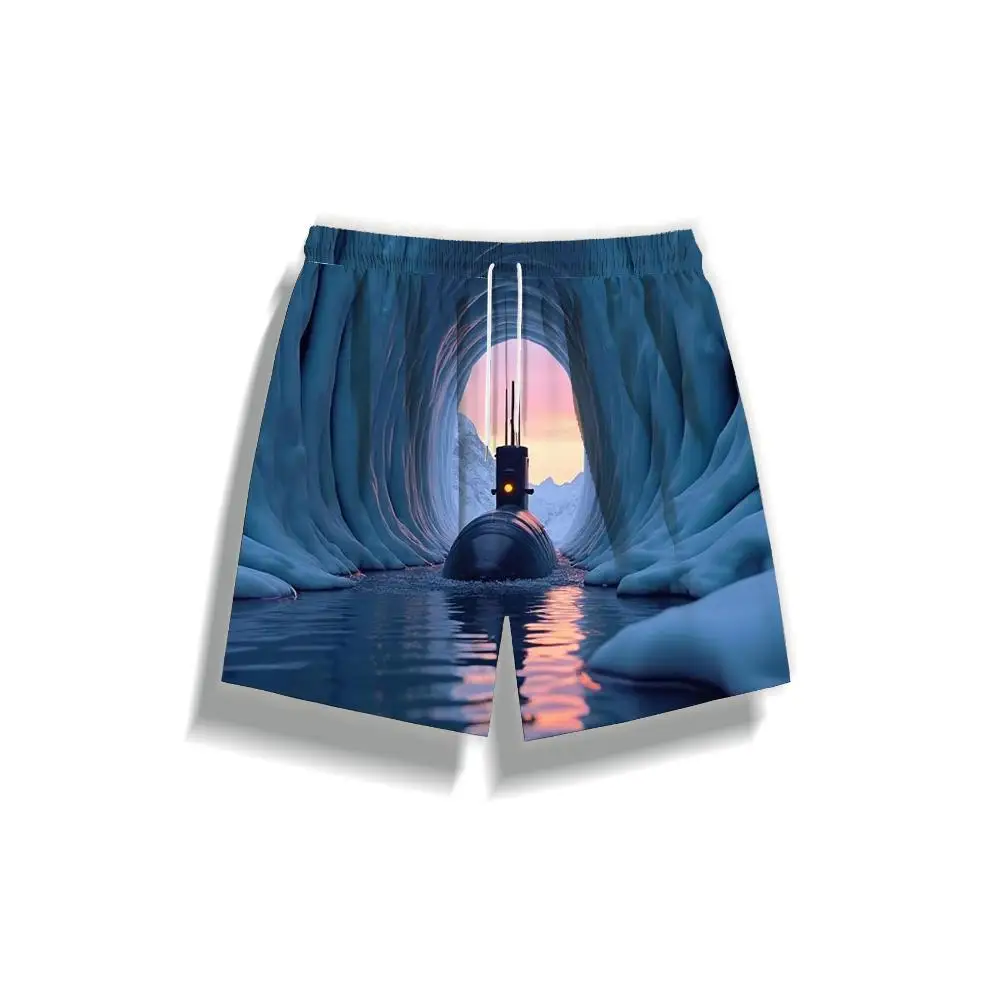 

1pcs Men's Short swim trunks2026 Summer 3D Printed Short sleeve Pants Polyester Quick drying Breathable Men's pants running