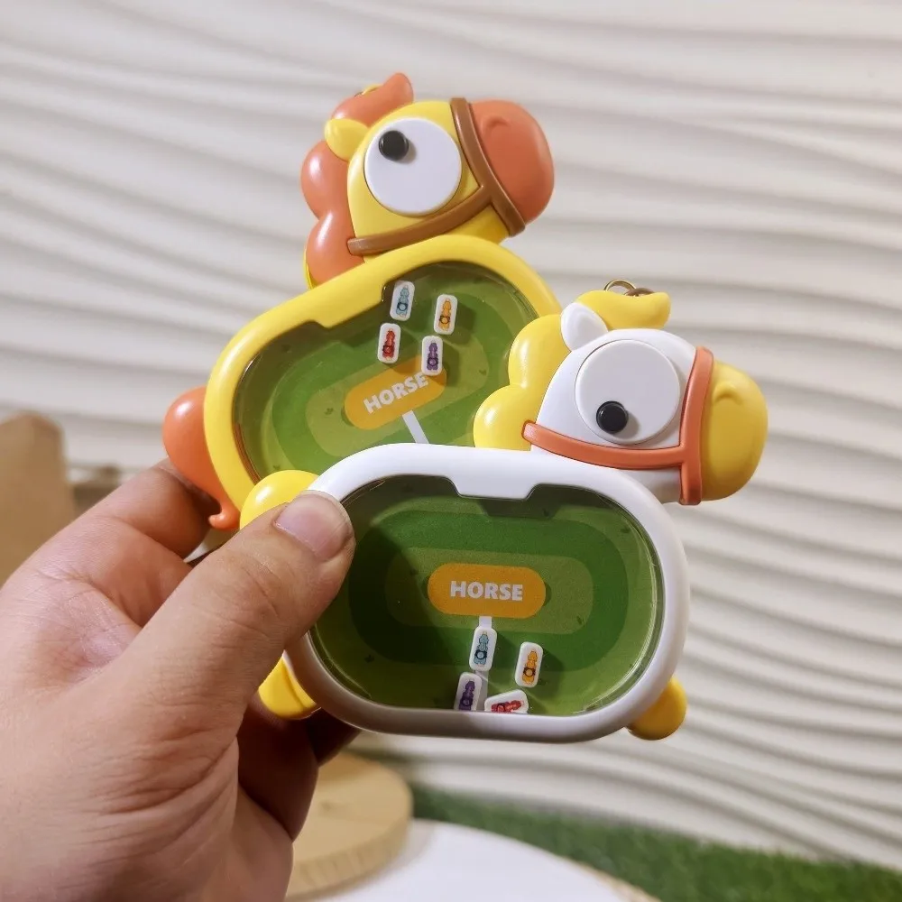 Creative Funny Magnetic Horse-Racing Keychain Cartoon Plastic Fidget Keychain Hanging Horse Pendant Keyring School Bag Ornament