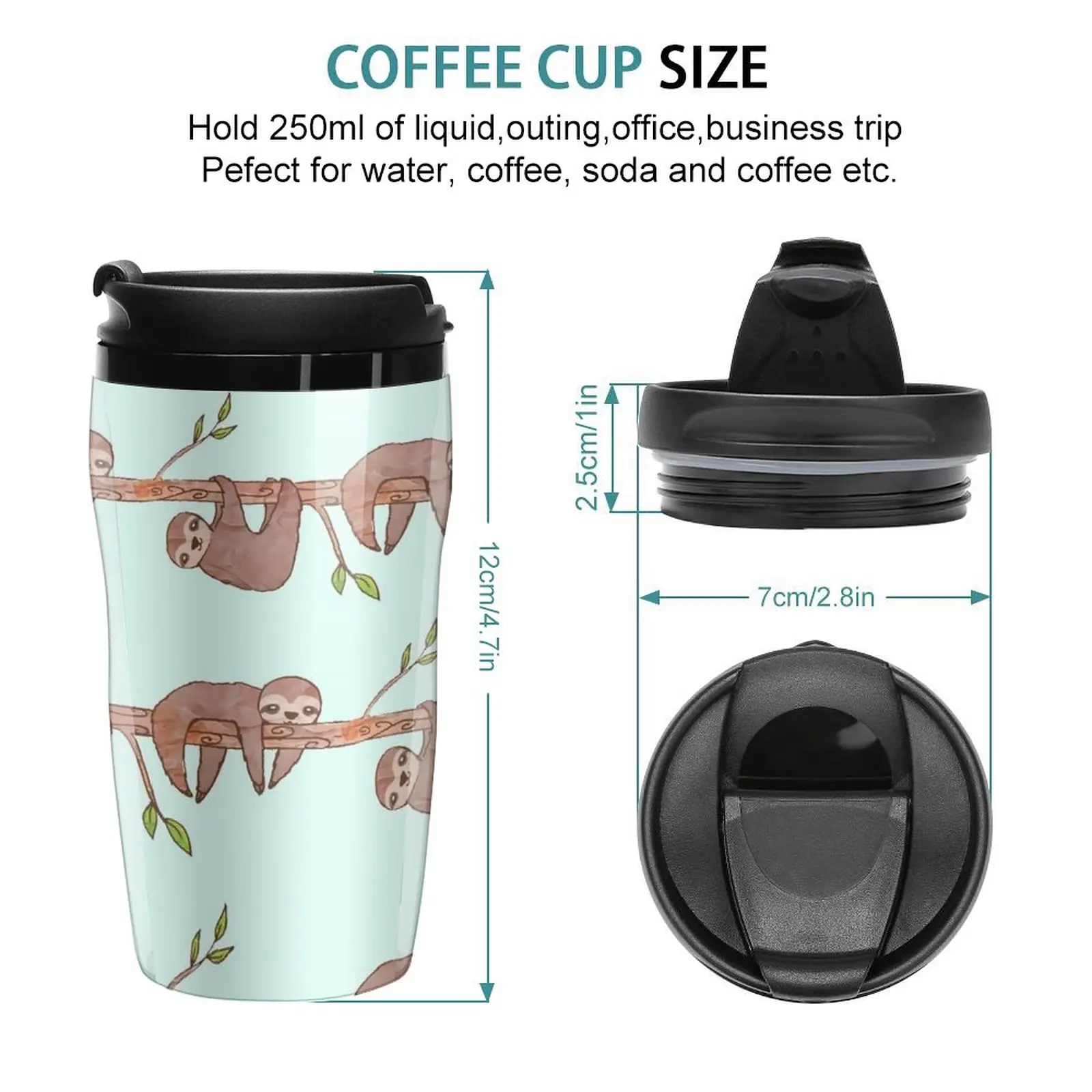 New Baby Sloths hanging on Tree Pattern Travel Coffee Mug Coffe Cup Pretty Coffee Cup Cups Coffee Coffee Mugs