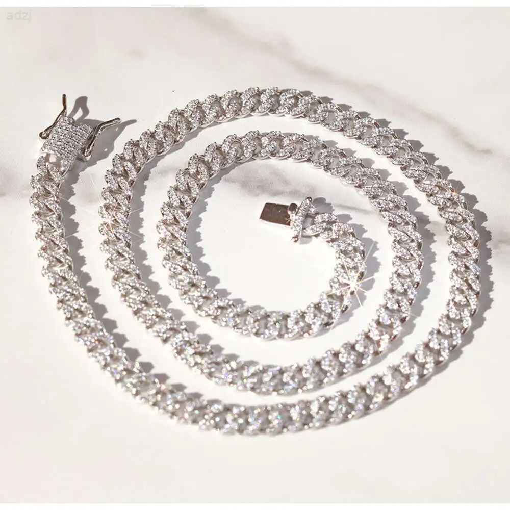 Cuban Necklace Chain S925 Silver 6-10mm Single Row Iced Out Miami Cuban Chain Hip Hop Link with Gra Certificate Jewelry