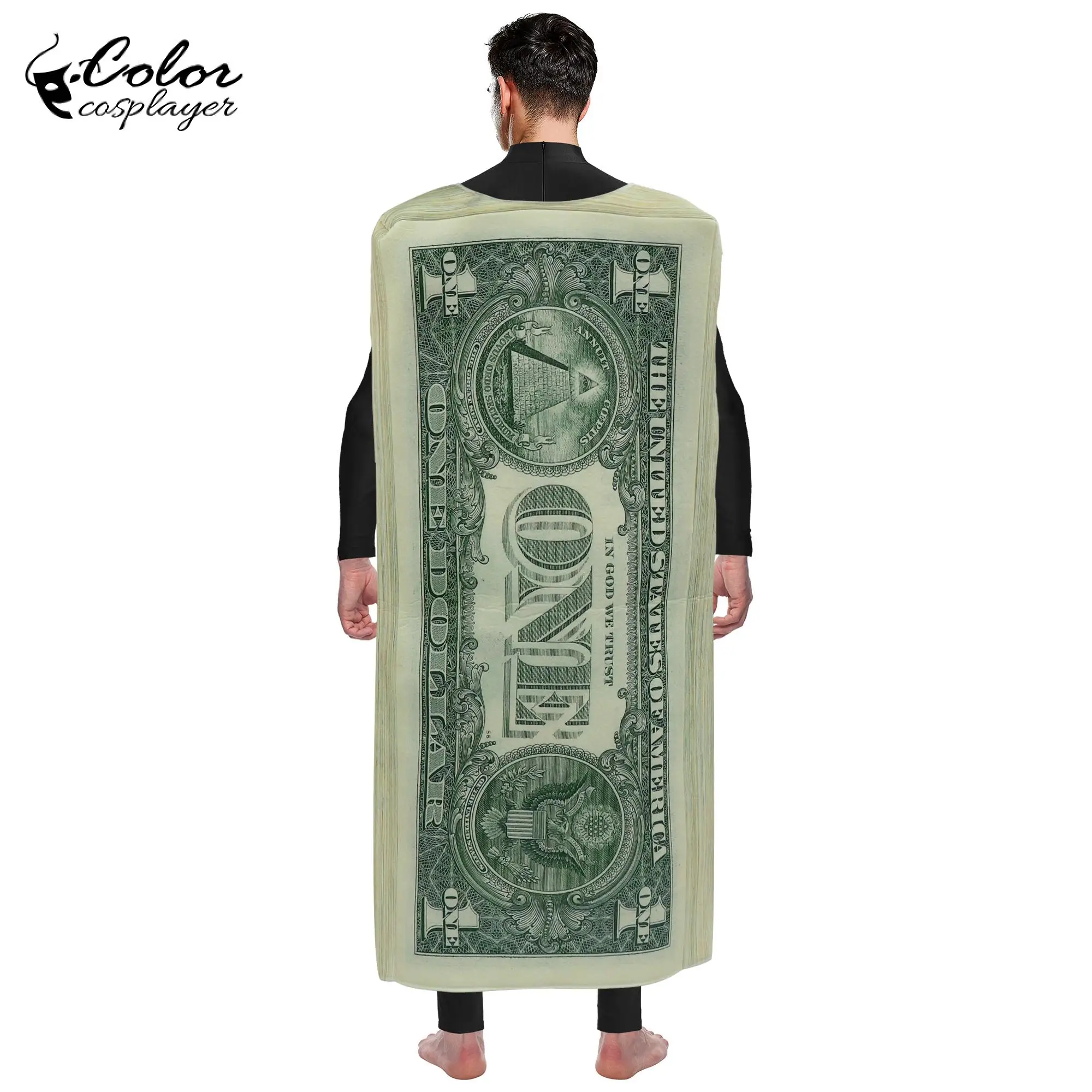 Color Cosplayer Dollar Bills Costume Paper Money Cosplay Outfit Carnival Party Purim Parade Fancy Dress Up Funny Adult Clothing