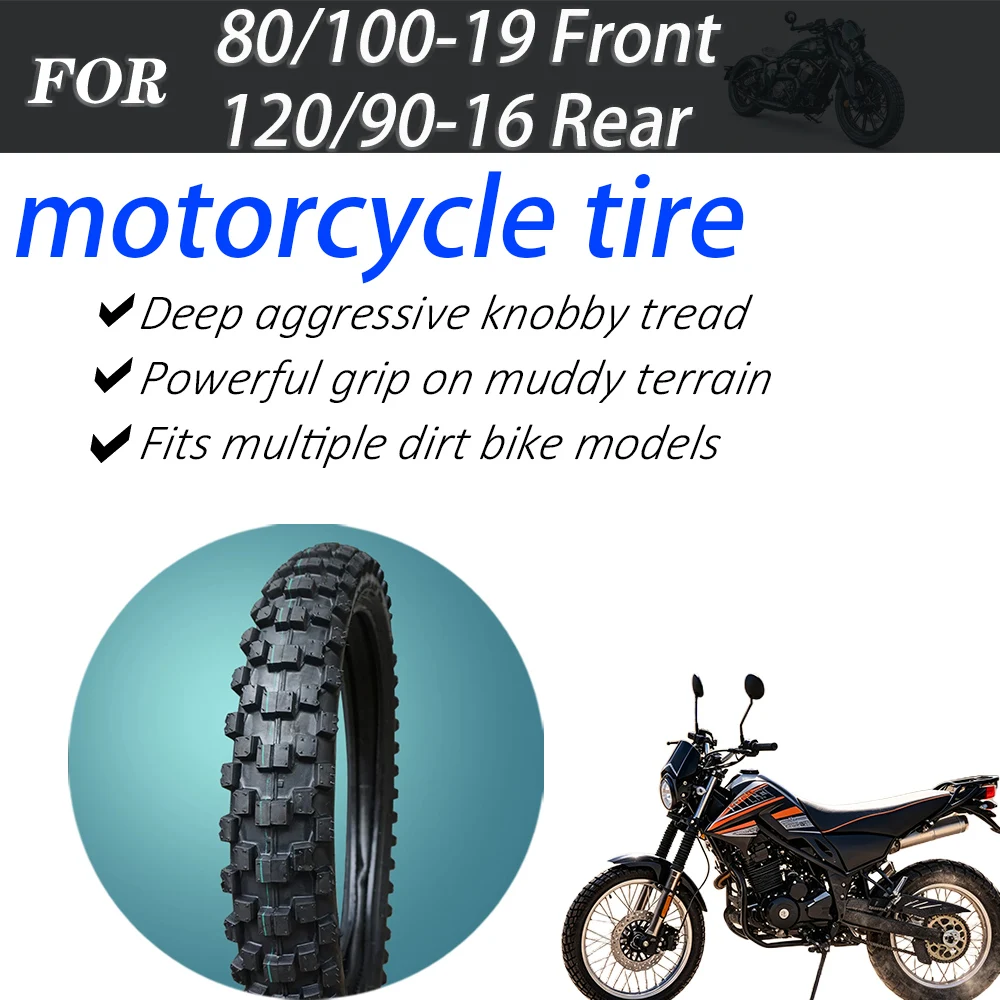 Shineray Magician Offroad Motorcycle Tire Set 80/100-19 120/90-16 Deep Pattern Knobby Tyres