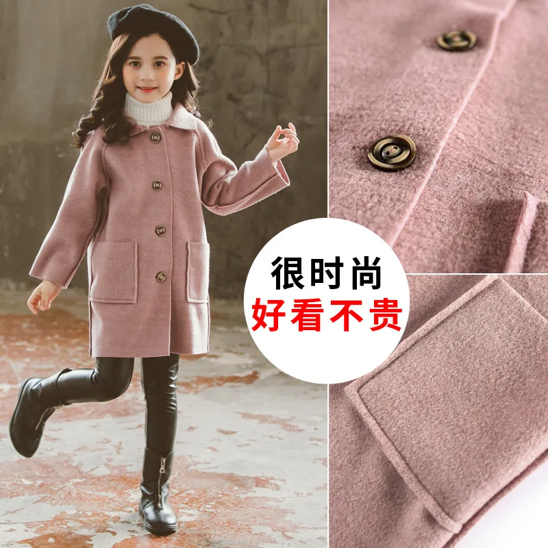 

Children's Clothing Girls Woolen Coat Thickened Double-sided 2025 New Coat