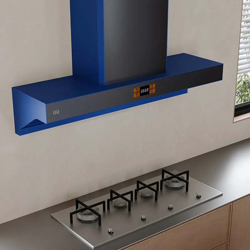 Super long 1.2 meters frequency conversion extended large suction range hood set easy to clean oil-proof coating