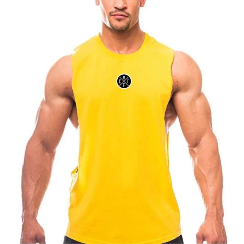 Mens Brand Gym Running Singlets Casual Clothing Cool Tank Top Fashion Workout Fitness Sporting Muscle Sleeveless Vest