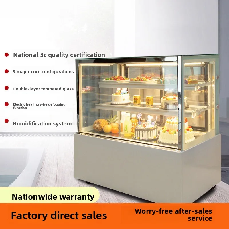 Cake display refrigerator, glass curved right-angle desktop commercial air-cooled cooked food and fruit fresh-keeping cabinet