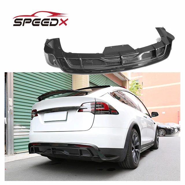 

For New Tesla Model X Dry Carbon Fiber Diffuser Body Kit 23-25 Model X Dry Carbon Fiber Rear Bumper Diffuser