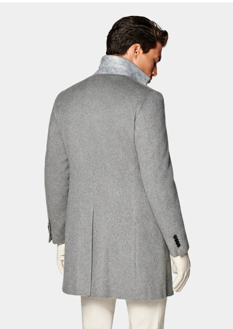 Autumn Winter Men's Double-sided Cashmere Coat Gray Classic Business Casual High-end Men's Wool Soft Plus-size 4XL 150KG Coat