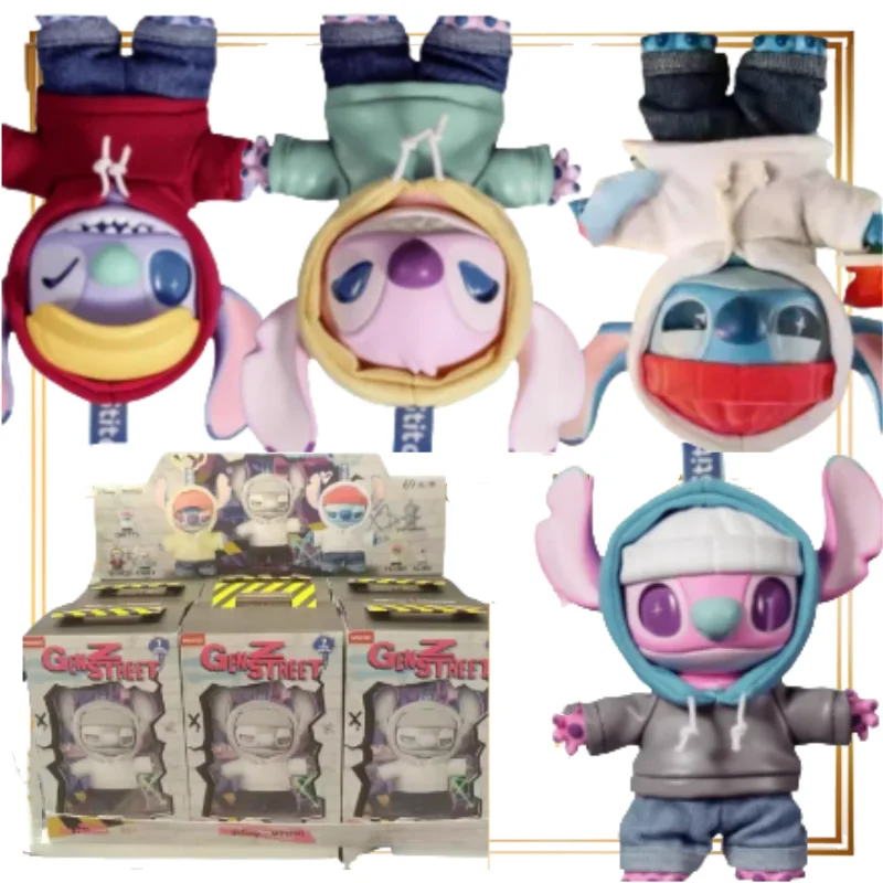 Genuino MINISO Stitch GenZ Street Collection Series Blind Box Bambola di gomma Giocattoli Decorazione pendente Ornamenti da tavolo Perimetro