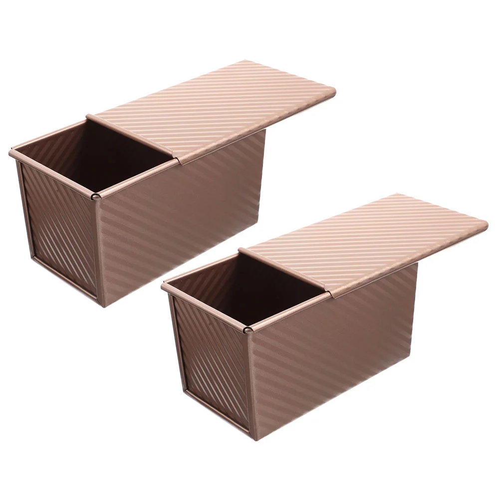 

2 Pcs Toast Box Bread Metal Loaf Pan Baking Tin Tools Cooking Mold Carbon Steel Household