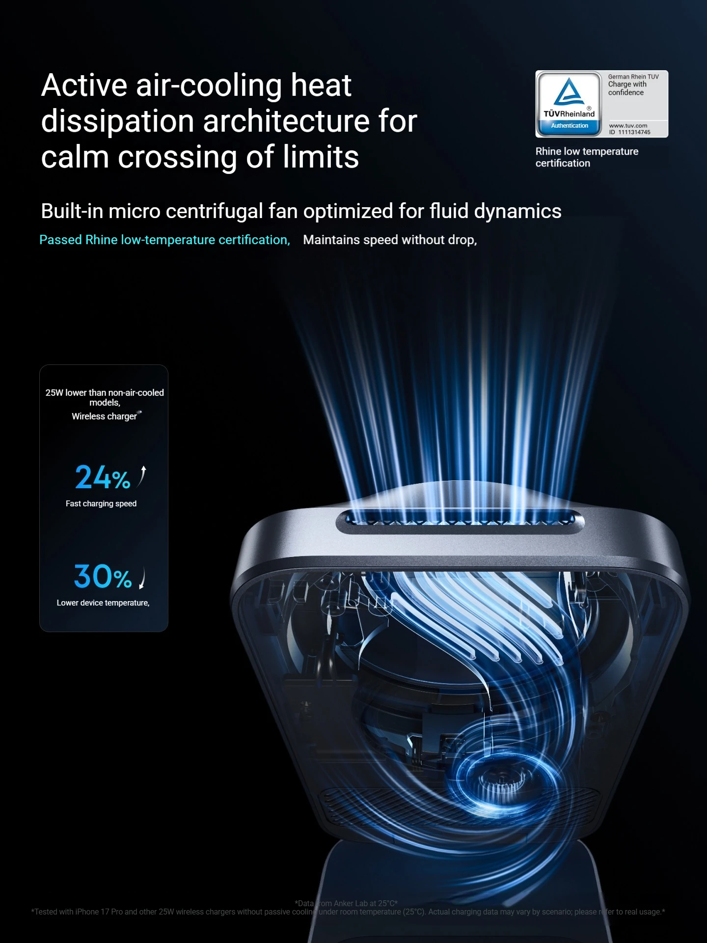 Anker Prime Magnetic Wireless Charger 25W Max Air Cooled Foldable 3 In 1 Fast Charging Station For Iphone / Apple Watch/ Airpods view 3