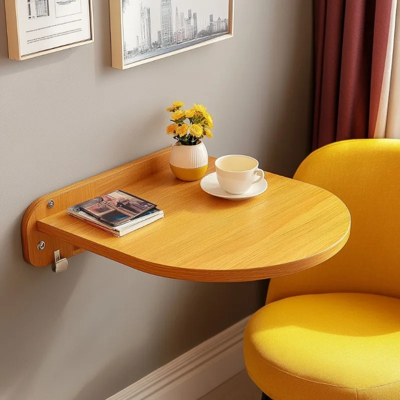 

Дубовый плавающий стол с дизайном на одной ножке, настенный минималистичный стол для небольших помещений, современный журнальный столик для компактных помещений