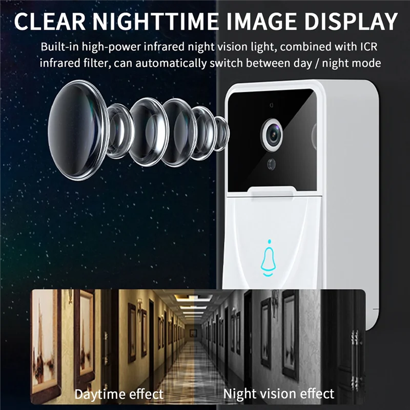 Video Doorbell Smart Doorbell Wifi Wireless Chime Bell Home Security Alarm Night Vision Remote Monitoring Camera