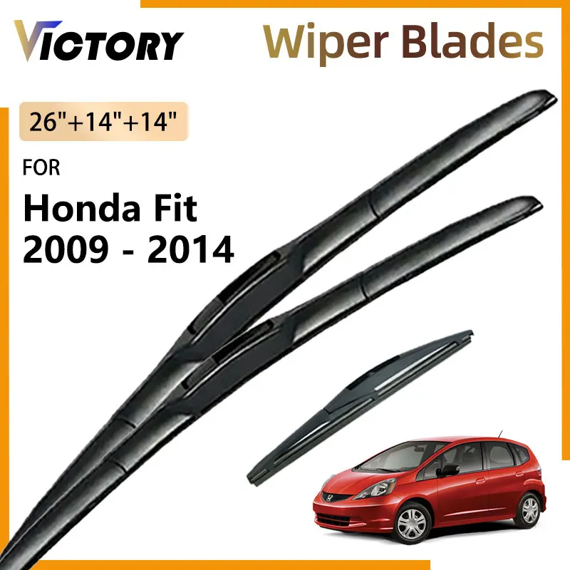 Car Front Rear Wiper Blades For Honda Fit Jazz 2009 - 2014 2013 2012 2011 2010 RS GE6 GE8 Windshield Windscreen Window Brushes