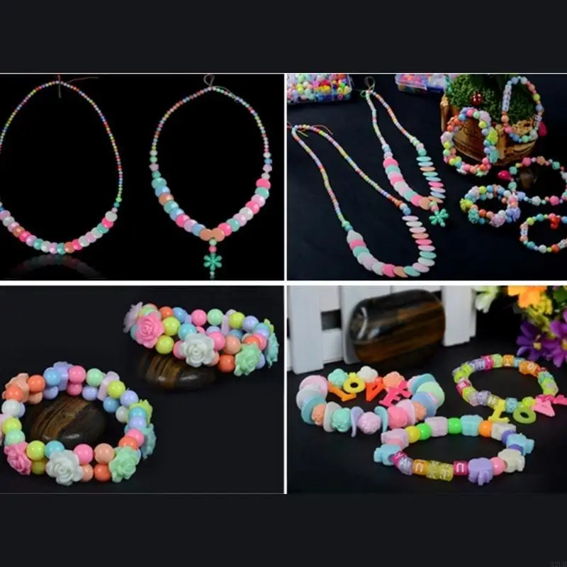 Kids Bracelet Making Bead Set Butterfly Jewelry Craft Box with and String, DIY Necklace Activity for Ages 4-6 A2UB