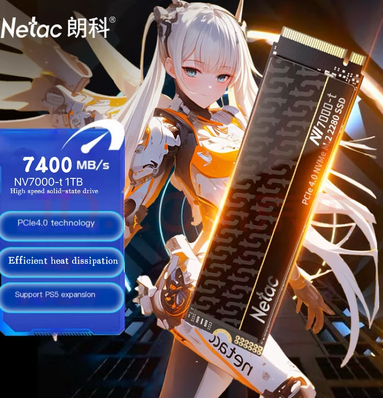 SSD Netac 7400 МБ/с NVMe M2 1 ТБ 2 ТБ 4 ТБ Внутренний твердотельный жесткий диск M.2 PCIe 4.0x4 2280 SSD для ноутбука PS5 ПК NV7000-t