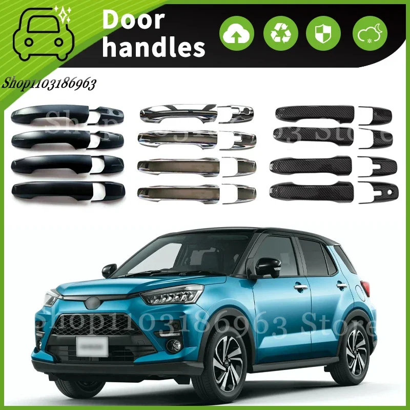 For Toyota RAIZE  2020 Gloss Black Chrome Car Door Handle Cover Trim Styling Accessories Car Stickers Auto Accessories