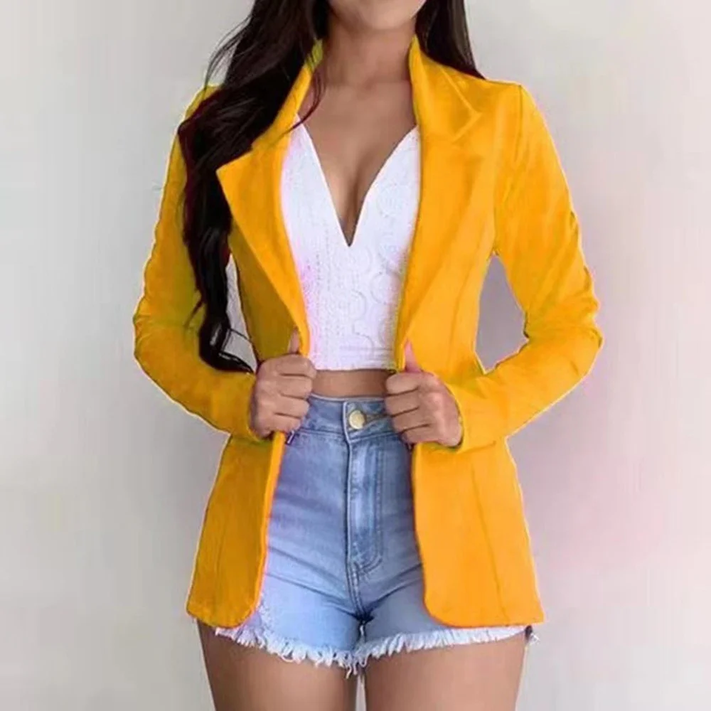 

2025 Stylish women's sports coat, long sleeved slim office sports casual top