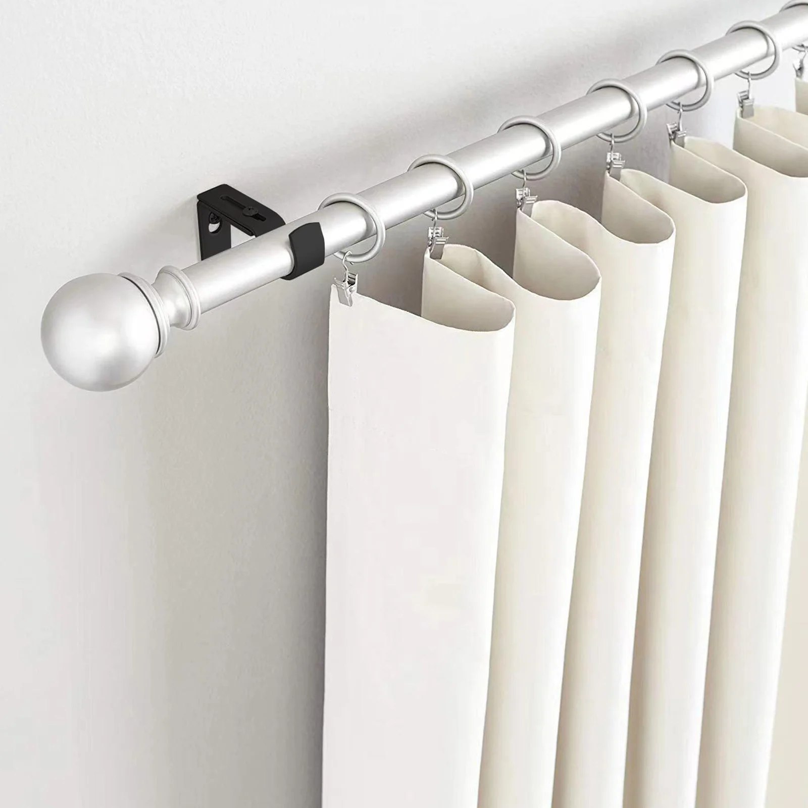 

1Set Curtain Rod Brackets Iron Fixed Curtain Holder for Bedroom Living Room Kitchen Window Rod Support Home Supplies