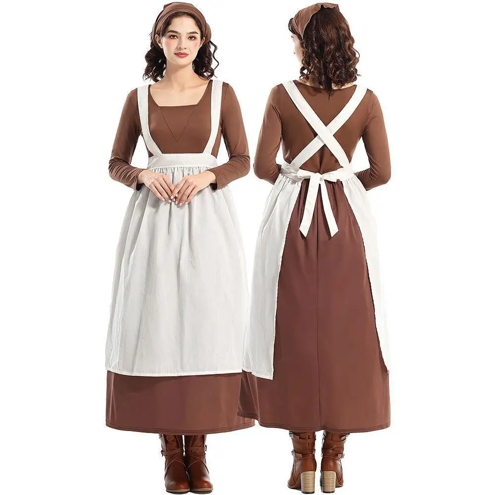 Loween fazenda menina dr café op empregada cosplay traje de palco feminino dr 2025 outono temporada ktv formal wear material do plutônio