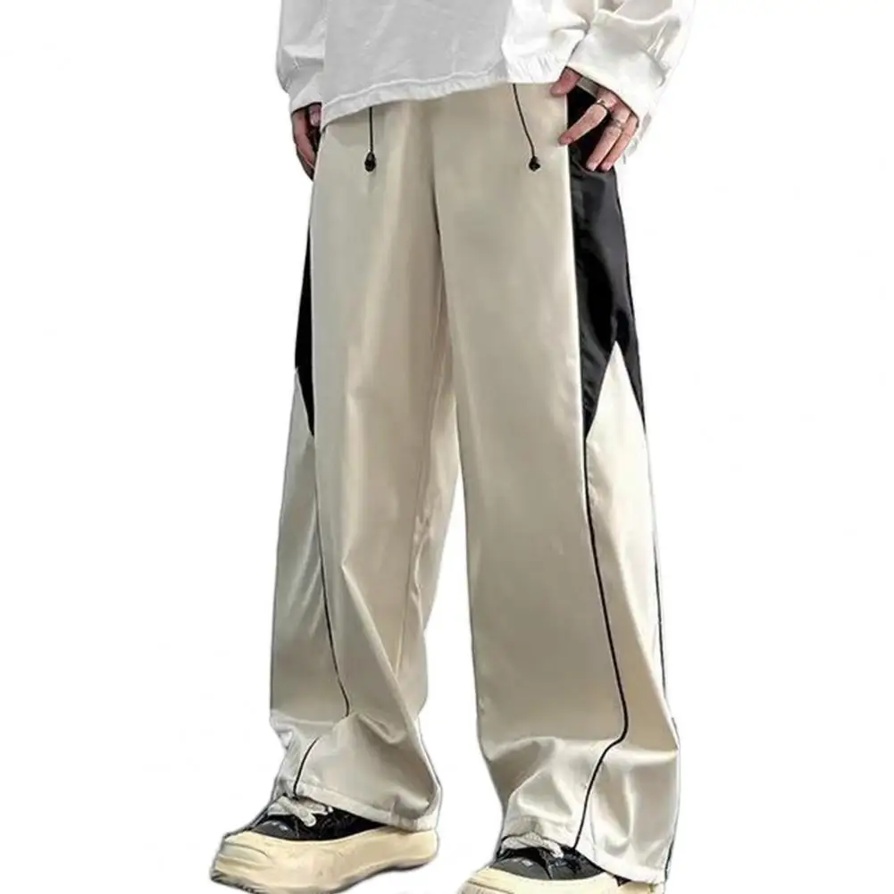 

Men Long Pants Wide Leg Drawstring with Deep Crotch Elastic Waist Sweatpants