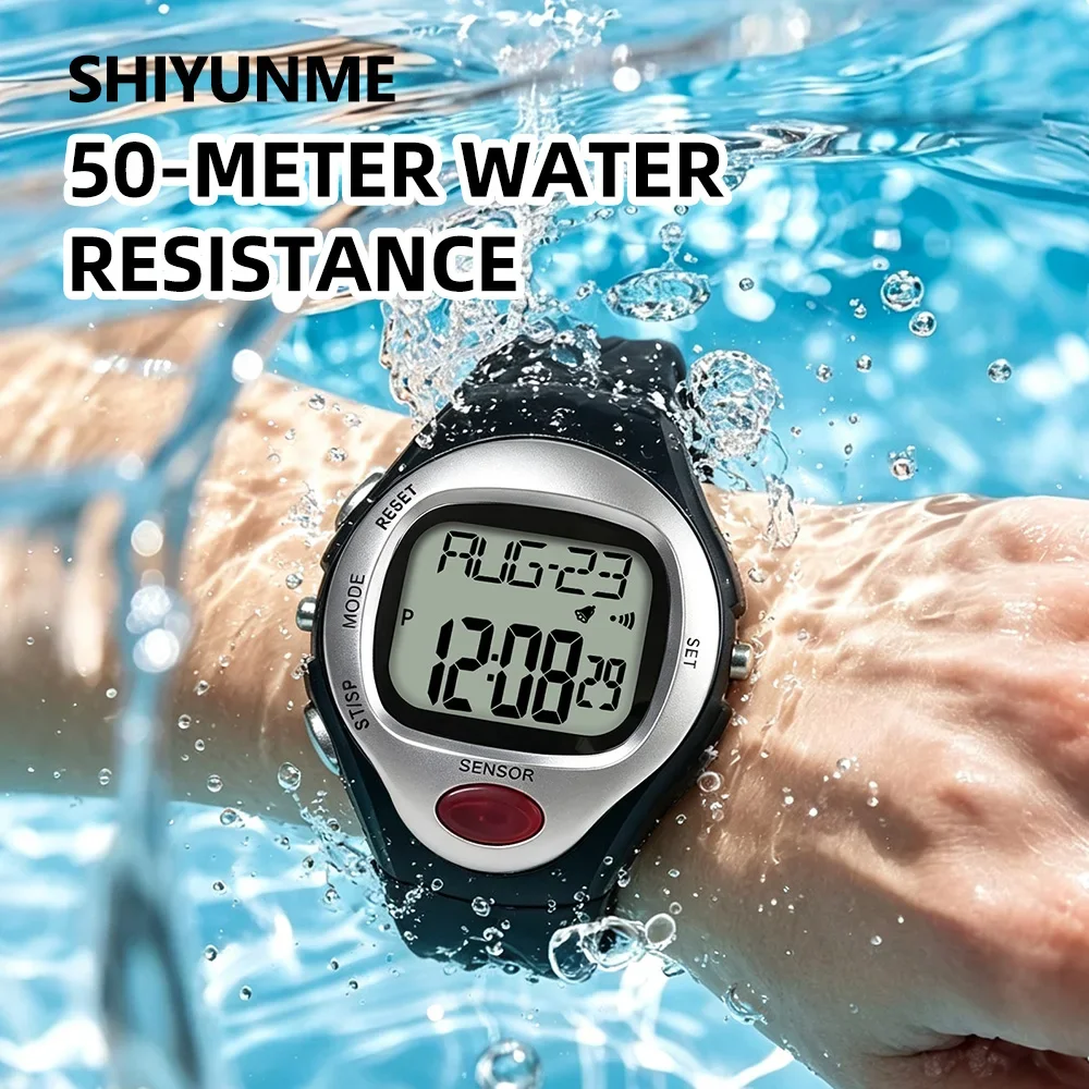 SHIYUNME Men Multifunctional Digital Watch Heart Rate & Calorie Estimation Waterproof Stopwatch Alarm Outdoor Sports Wristwatch